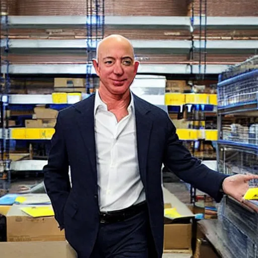 Image similar to jeff bezos in the backrooms