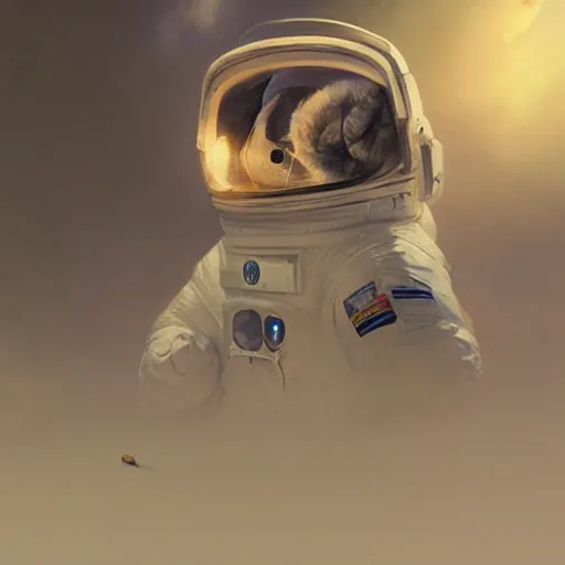 Prompt: chinchilla in a astronaut suit,, sharp focus, illustration, highly detailed, digital painting, concept art, matte, art by ruan jia and wlop and greg rutkowski, masterpiece