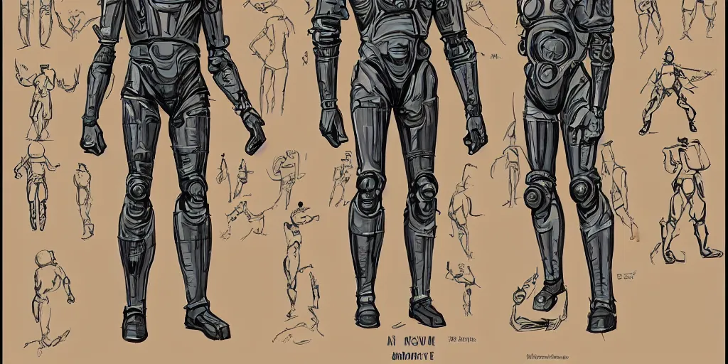 Image similar to male, fully body, elongated figure, science fiction space suit with a helmet, large shoulders, short torso, long thin legs, tiny feet, character sheet, funko, digital sketch, hyperdetailed, dieselpunk, stylized character design, concept design, in the style of mike mignola