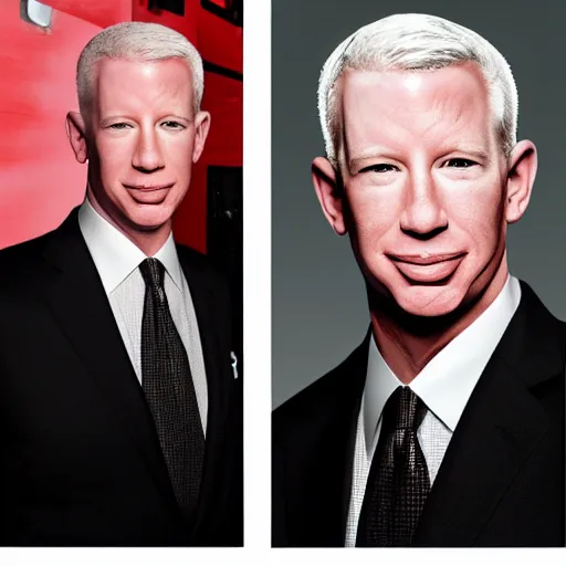Prompt: a portrait of anderson cooper with dennis rodman facial features
