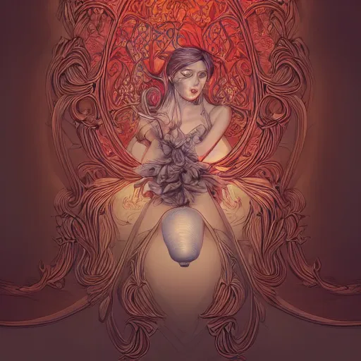 Image similar to the portrait of an absurdly beautiful, graceful, elegant, and sophisticated young vampire girlmade of bulbs of garlic, an ultrafine detailed illustration by james jean, intricate linework, bright colors, final fantasy, behance contest winner, vanitas, angular, altermodern, unreal engine 5 highly rendered, global illumination, radiant light, detailed and intricate environment