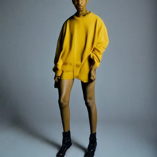 Image similar to realistic photoshooting for a new ssense!!! lookbook, color film photography, photo of a woman, photo in style of tyler mitchell, 3 5 mm, featured on vogue