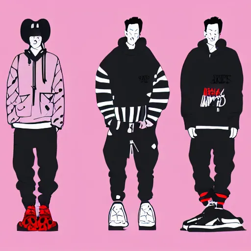 Image similar to streetwear fashion influencer character illustration influenced by kaws