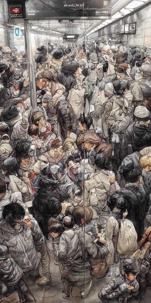 Prompt: oil painting scene from subway station by kim jung gi