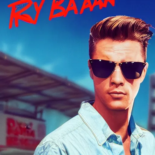 Prompt: rayban sunglasses are the action star movie poster style, starring rayban sunglasses, realistic, vaporwave