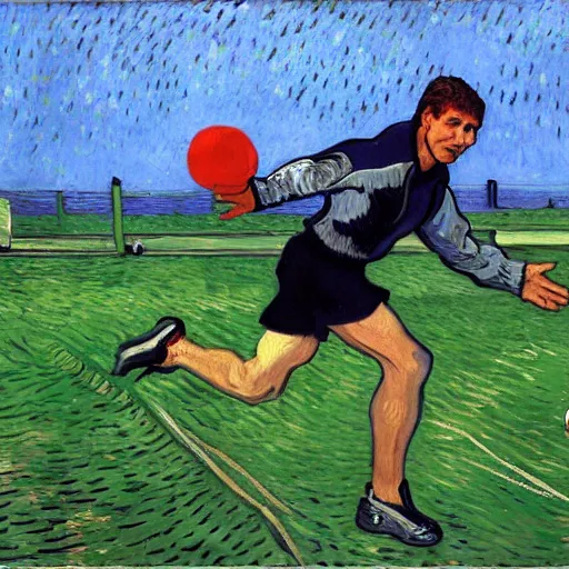 Image similar to Tom Cruise playing football by Van Gogh