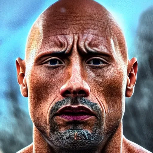 Image similar to hyperrealistic mixed media high Resolution Dwayne Johnson, stunning 3d render inspired art by Jamie Salmon and István Sándorfi and Unreal Engine and Greg Rutkowski, perfect facial symmetry, dim volumetric lighting, 8k octane beautifully detailed render, full body shot, post-processing, extremely hyper-detailed, intricate, epic composition, highly detailed attributes, highly detailed atmosphere, cinematic lighting, masterpiece, trending on artstation, very very detailed, masterpiece, stunning, flawless completion, lifelike texture, perfection,