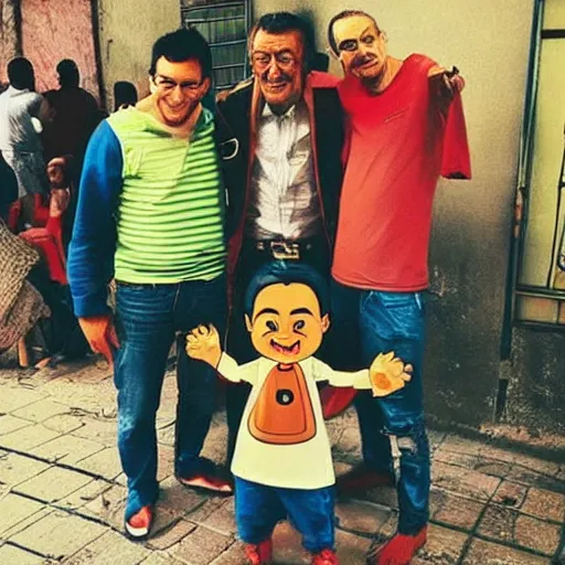 Prompt: “mortadelo & filemon meet zipi & zape”