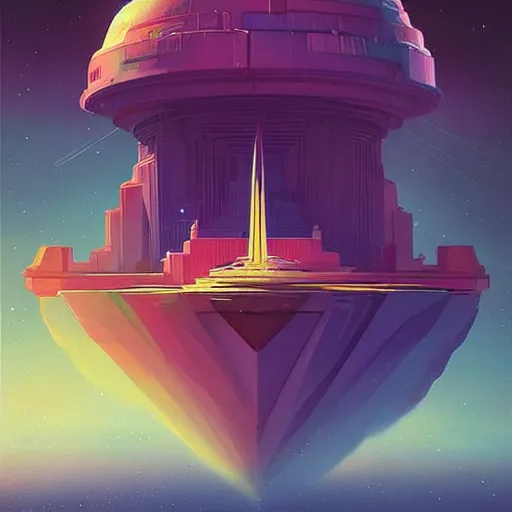 Image similar to a beautiful matte masterpiece of asgard in space by beeple and rhads, trending on artstation, featured on behance, intricate, rectilinear.