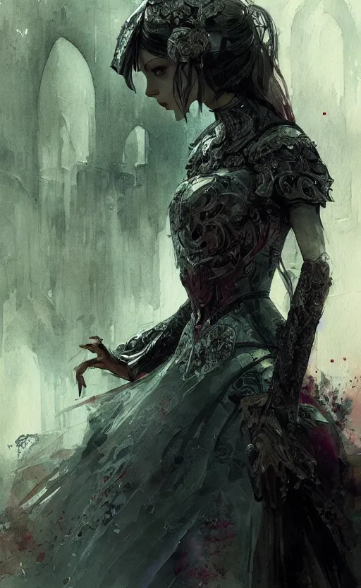 Image similar to imperial princess knight ( ( ( gothic ) ) ) girl. intricate, centered, amazing composition, watercolor, by ruan jia, by marc simonetti, by robert hubert, by zhang kechun, illustration