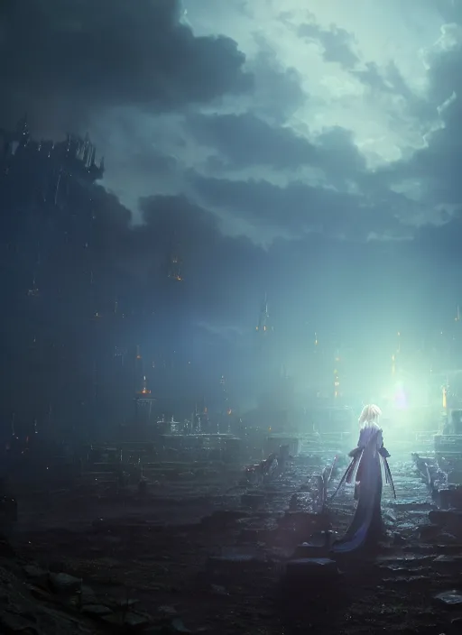 Prompt: a movie still from final fantasy xiv live action, thancred, evocative, mystical night, backlit, rim light, sharp focus, very very very very detailed, award winning, masterpiece digital painting by greg rutkowski, alex grey, marc adamus, beautiful dramatic lighting, artstation, 4 k wallpaper, style by peter deligdisch, peterdraws