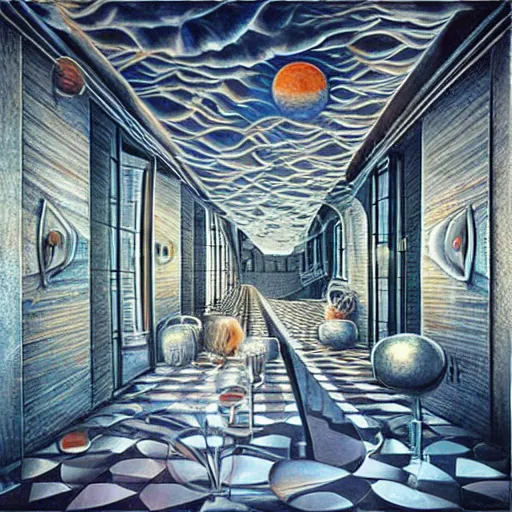 Image similar to the infinite hotel, Mind-Blowing Illusion Painting by Tomek Sętowski