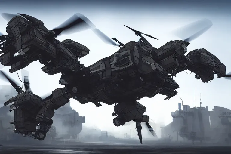 Image similar to military flying drone mecha, futuristic, apocalyptic, by jon aaron kambeitz, katsuhiro otomo, heng z, concept art, insanely detailed, raytracing, octane, unreal engine, trending on artstation