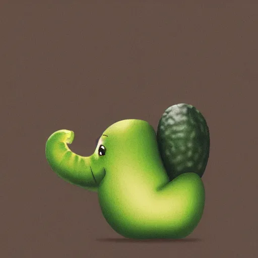 Image similar to an elephant holding an avocado with its trunk, realistic,