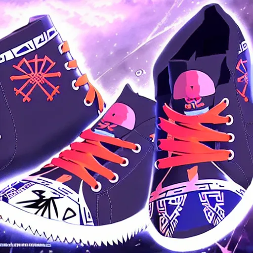 Prompt: fantasy anime jrpg sneaker design designed by studio ghibli, aztec mayan street fashion native punk sneaker design, hip hop sneaker design with subtle mayan patterns, gapmoe yandere grimdark, trending on pixiv fanbox, painted by greg rutkowski makoto shinkai takashi takeuchi studio ghibli, akihiko yoshida