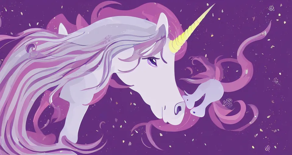 Image similar to slepping unicorn , vector art , trending on Artstation, CGSociety