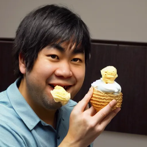 Prompt: hikaru nakamura offering you ice cream