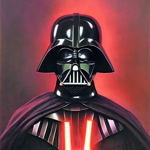 Image similar to portrait of darth vader, by donato giancola, alex ross, howard david johnson, and norman rockwell.