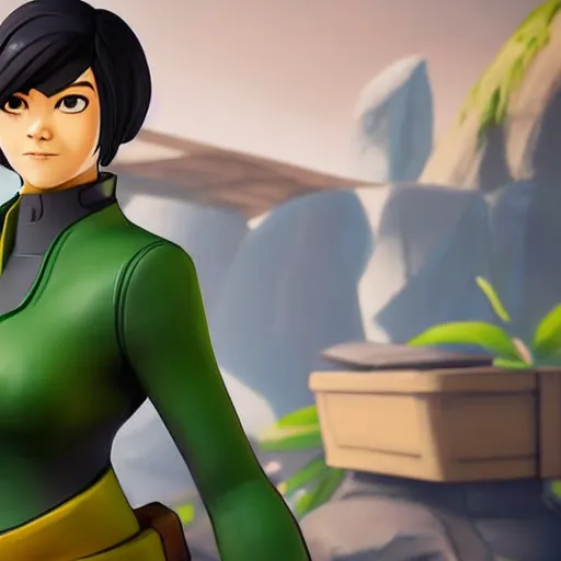 Image similar to toph beifong in fortnite, character render, full body shot, highly detailed, in game render