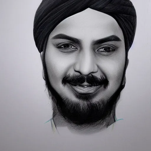 Image similar to Sidhu moosewala with turban pencil sketch, highly detailed, 8k