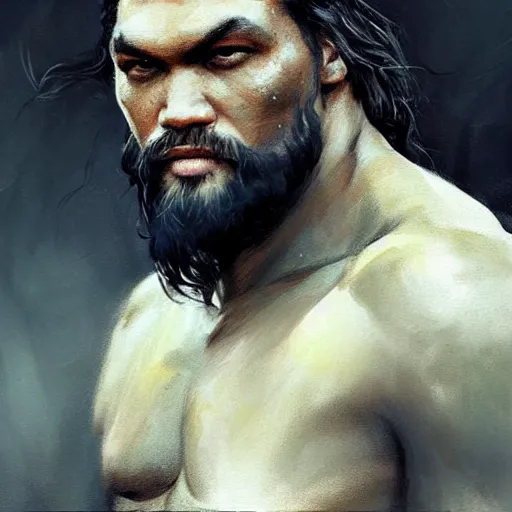 Prompt: “ portrait of jason momoa by greg rutkowski, young, attractive, highly detailed portrait, scifi, digital painting, artstation, concept art, smooth, sharp foccus ilustration, artstation hq ”