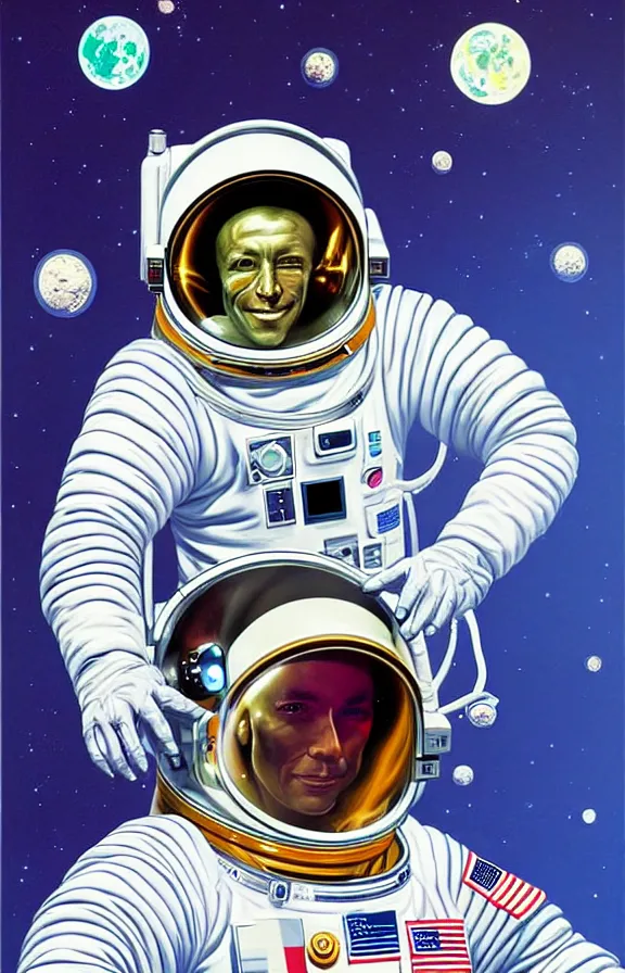 Image similar to portrait of an astronaut, ((((alien)))), in the style of hajime sorayama