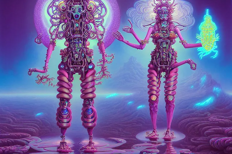 Prompt: a vaporwave asian biomechanical druid of creativity, beautiful character fashion design, by josan gonzalez and paul lehr and david heskin and seb mckinnon and jared s. merantz and alex grey, hi - fructose, 8 k, digital matte painting