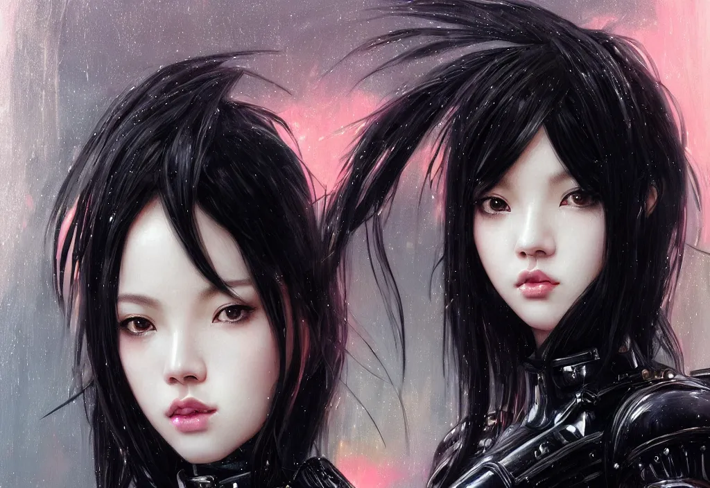 Prompt: portrait lisa blackpink + black hair of futuristic female police, black armored uniform, at futuristic colorpunk tokyo rainy night, ssci - fi and fantasy, intricate and very very very beautiful, highly detailed, digital painting, artstation, concept art, smooth and sharp focus, illustration, art by tian zi and wlop and alphonse mucha