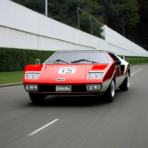 Image similar to 1966 car (((countach Audi Quattro sport))) round bulbous shapes