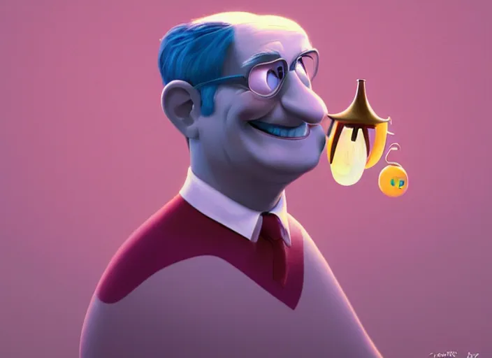 Prompt: pixar cartoon character of robin williams being happy. style by petros afshar, christopher balaskas, goro fujita, and rolf armstrong.