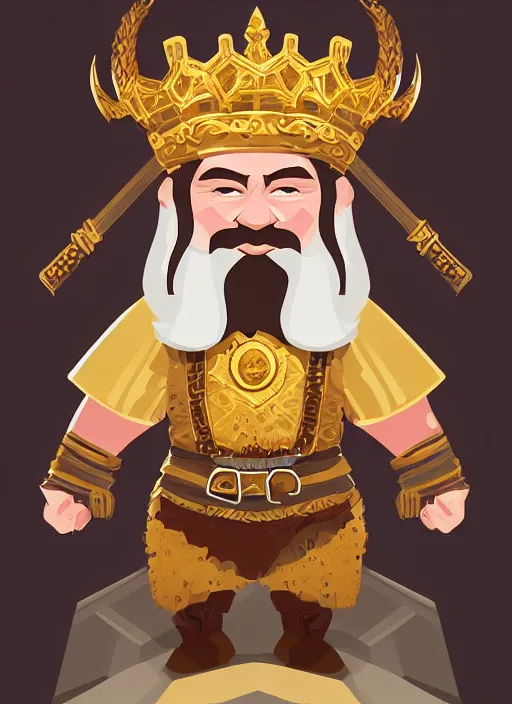 Image similar to dwarf fighter king, gold, exquisite details, white background, by studio muti