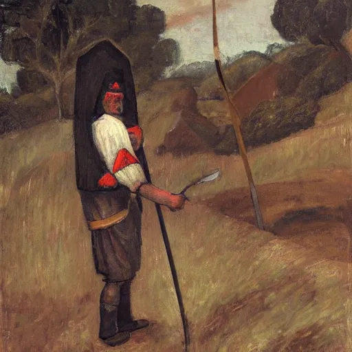 Prompt: peasant with a scythe