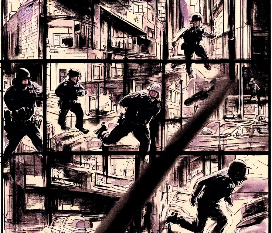 Image similar to todd solondz running from police after violent crime | vivid colors : storyboard, realistic. by gabriel hardman, joe alves, j. todd anderson, chris bonura and francis bacon. cinematic atmosphere, detailed and intricate, perfect anatomy