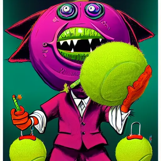 Prompt: a snoop dogg tennis ball monsters, colorful, digital art, fantasy, magic, chalk, trending on artstation, ultra detailed, professional illustration by basil gogos