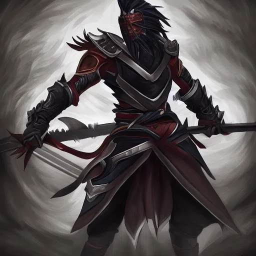 Image similar to yasuo nightbringer skin digital painting