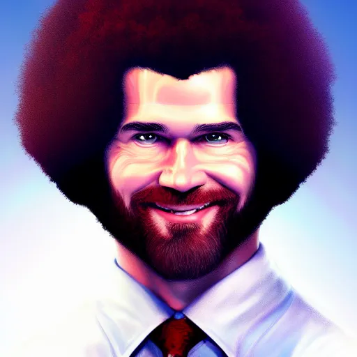 Prompt: award winning commission portrait of bob ross as superman,digital art,hyperdetailed,detailed face,ross tran,character design by charles bowater,deviantart,artstation,photorealistic,4k