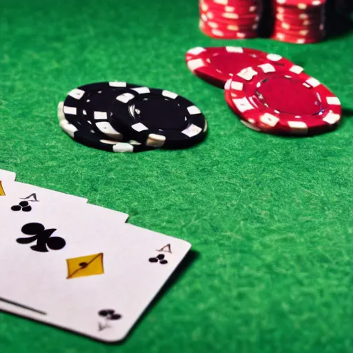 Prompt: close up of casino chips on a green felt poker table, pencil sketch, realistic shaded, fine details, realistic shaded lighting poster by greg rutkowski