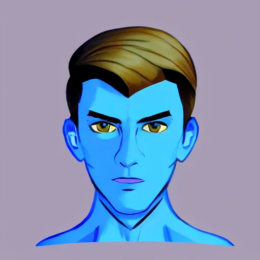 Image similar to a drawing of a man with blue eyes, a character portrait by lichtenstein, reddit contest winner, digital art, sketchfab, concept art, handsome