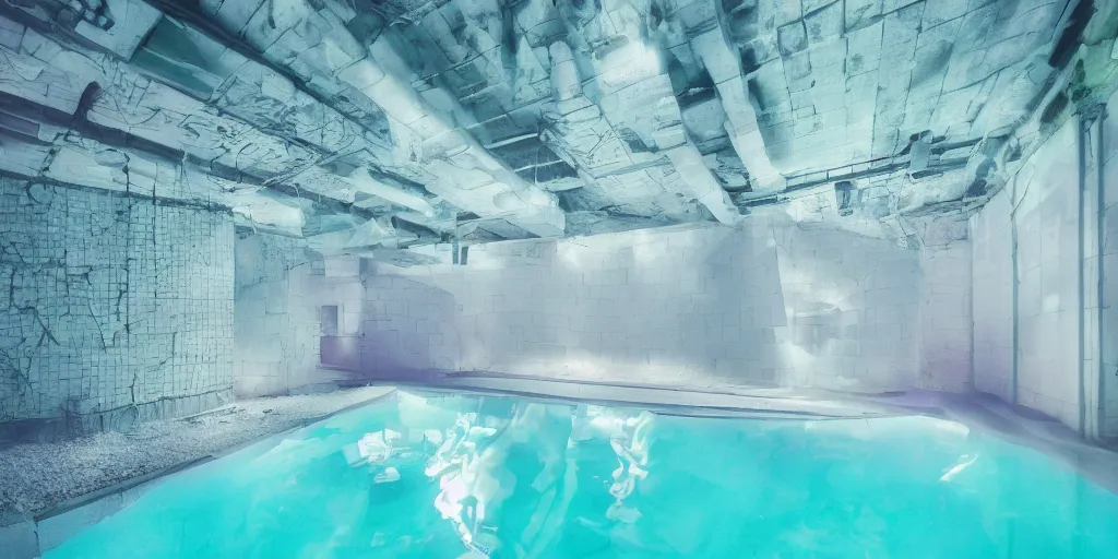 Prompt: vaporwave underground pool, photography, studio lighting, incredible atmosphere, award-winning photograph masterpiece