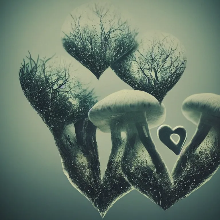 Image similar to double exposure of love, symbols of live, explosion, love is the most relevant theme, love is infinity, love is begin of all, 8 k resolution, artistic mode, artistic, trending on instagram, long exposure, love art, serious, fantasy and dreams vibes, mushrooms style and macro style, spawn, spruce vibes