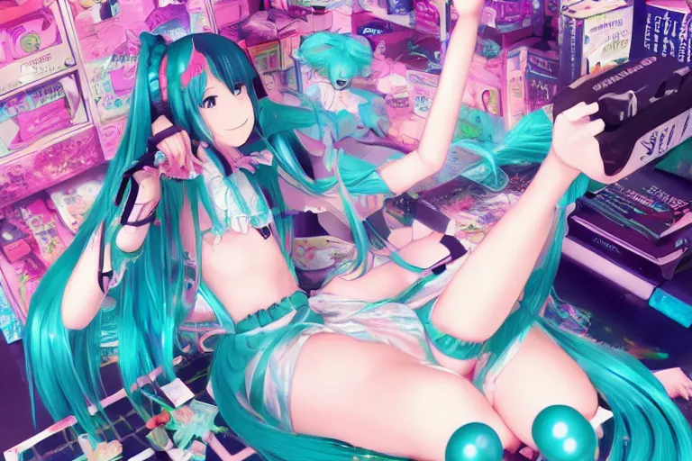 Image similar to fractal hatsune miku playing huniepop, romance novel cover, cookbook photo, in 1 9 9 5, y 2 k cybercore, industrial photography, still from a ridley scott movie