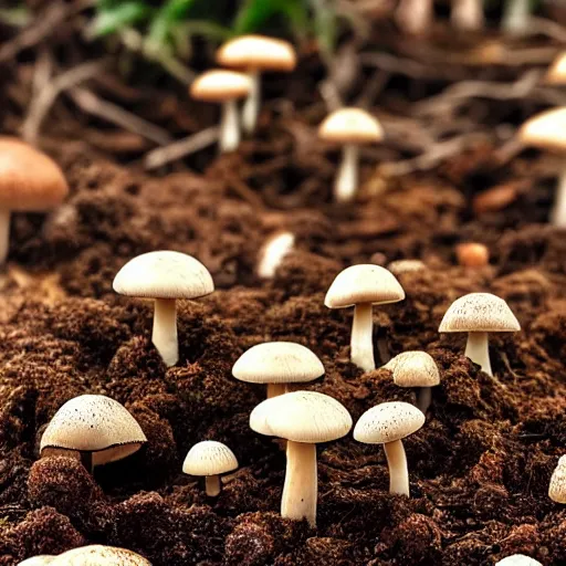 Image similar to new species of mushrooms in soil, iphone 1 3 shot, realistic casual photography