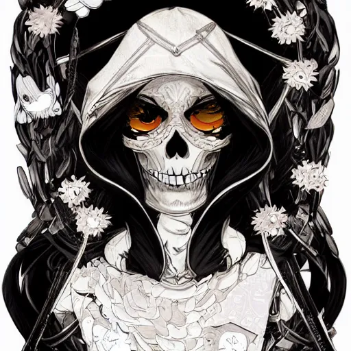 Image similar to anime manga skull portrait young woman skeleton, daffy duck, comic book font, intricate, elegant, highly detailed, digital art, ffffound, art by JC Leyendecker and sachin teng