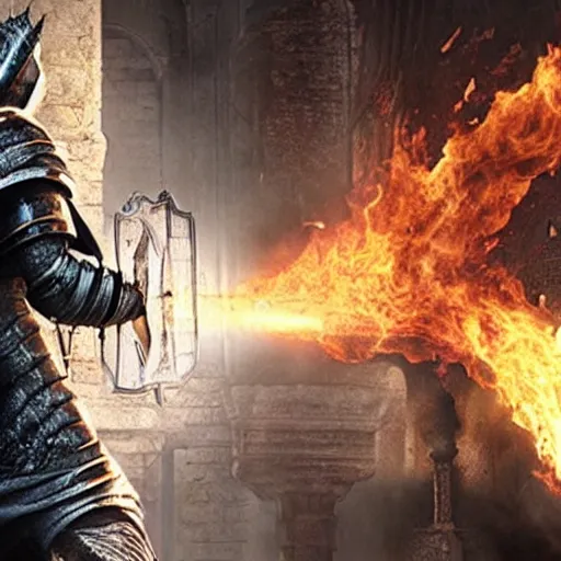Image similar to a glossy promotional image for the upcoming slapstick comedy movie 'Dark Souls'