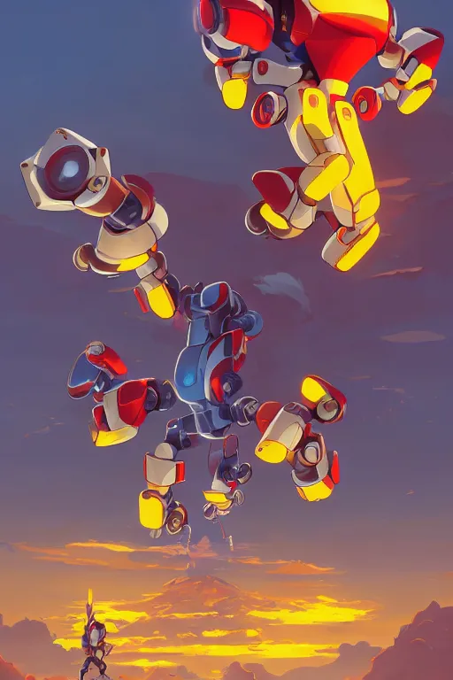 Image similar to metabots medabots medarotto medarot robot minimalist comics, behance hd by jesper ejsing, by rhads, makoto shinkai and lois van baarle, ilya kuvshinov, rossdraws global illumination ray tracing hdr radiating a glowing aura