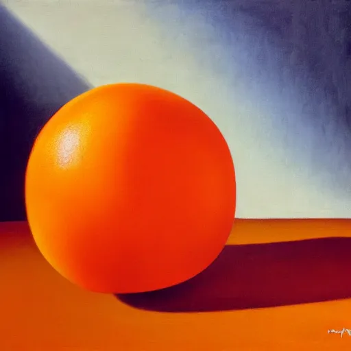 Prompt: painting of an orange. by rene magritte, hd, 4 k, detailed, award winning