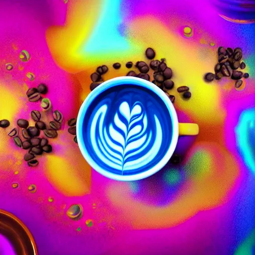 Image similar to a psychedelic coffee trending on artstation 8 k octane render