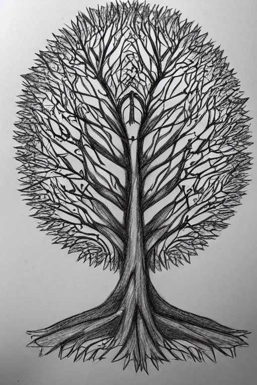 Prompt: a tree, kid's drawing, intricate, elegant, highly detailed, smooth, sharp focus, artstation