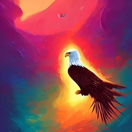 Image similar to a bald eagle, by anato finnstark, by alena aenami, by john harris, by ross tran, by wlop, by andreas rocha