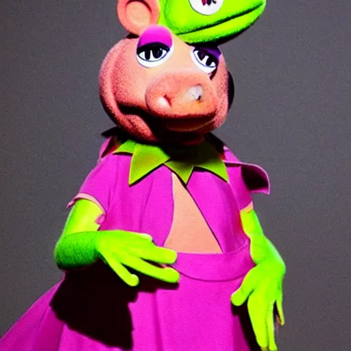 Prompt: kermit and miss piggy combined